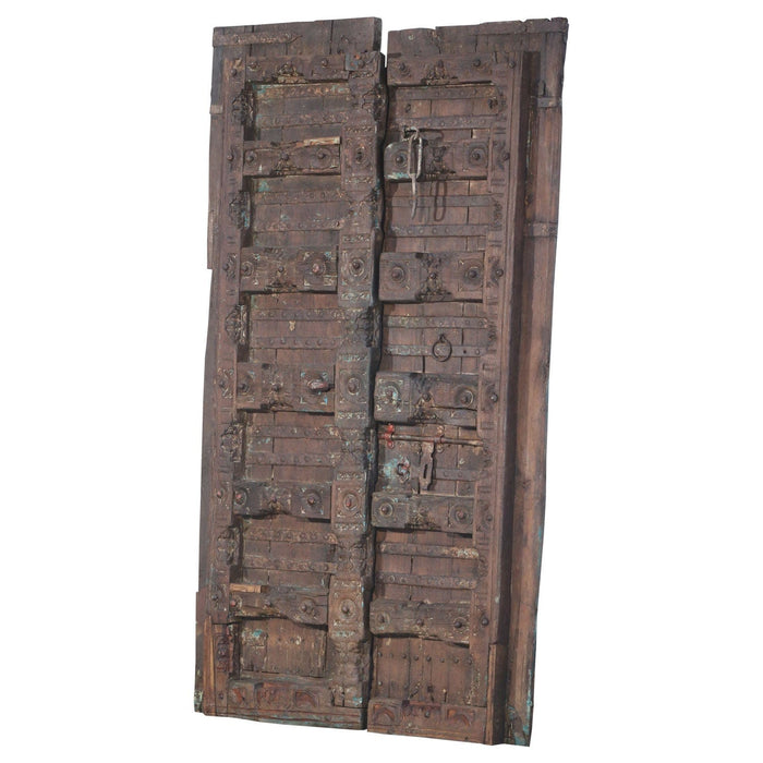 1800s Antique Teak Wood Carved Indian Door