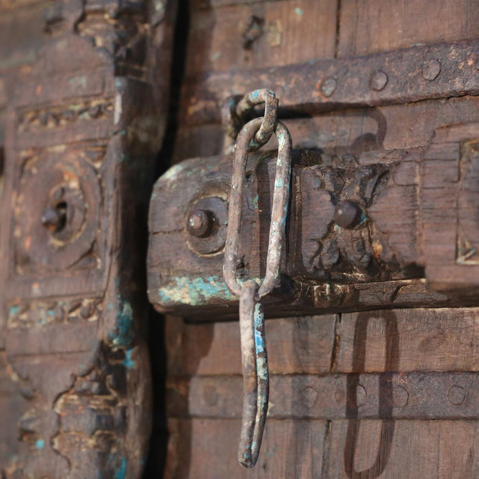 1800s Antique Teak Wood Carved Indian Door