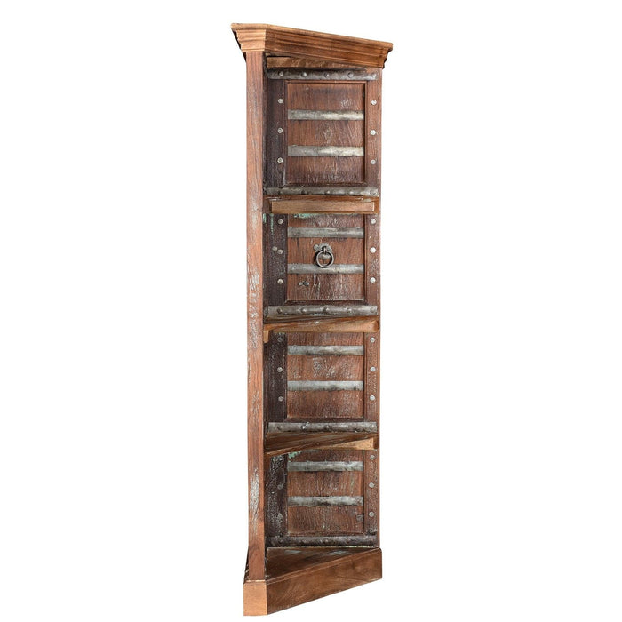 1900s Teak Wood Door Repurposed Eclectic Corner Display Unit