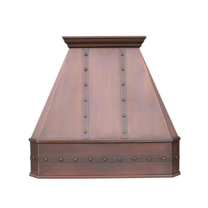 Tapered Wall Mounted Custom Copper Kitchen Hood