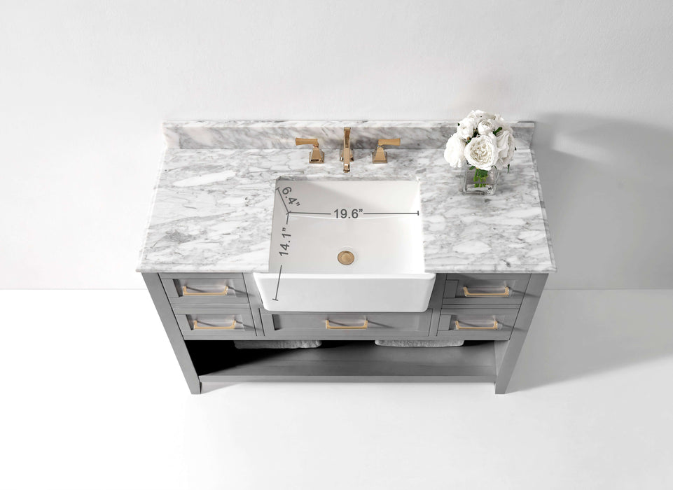 Hayley Bathroom Vanity with Sink and Carrara White Marble Top Cabinet Set