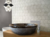 Toros Black Marble Vessel Sink rough exterior SKU-NTRVS24 size (D)16" (H)6" bathroom angle view 