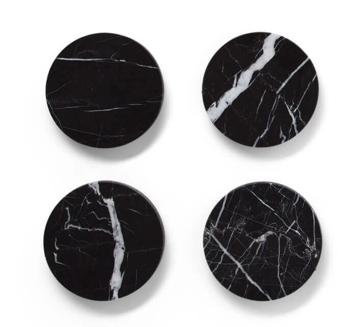 Marble 4" Round Coasters Semi-polished set of 4