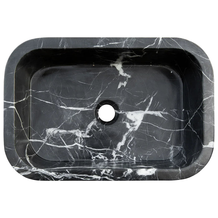 Black Marble Rectangular Wall-Mount Bathroom Sink 12 x 18 x 7