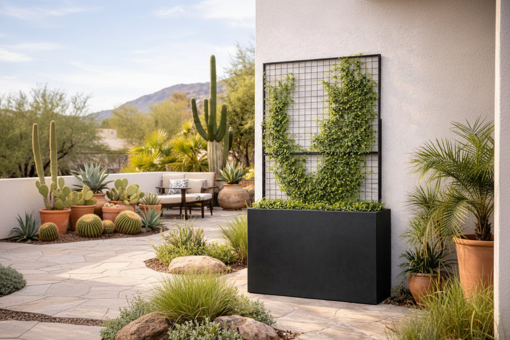 Steel Edge Planter with Trellis