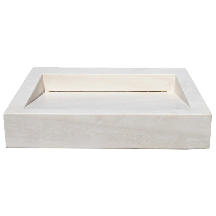 White Limestone Rectangular Hidden Drain Bathroom Above-vanity Sink NTRSTC36