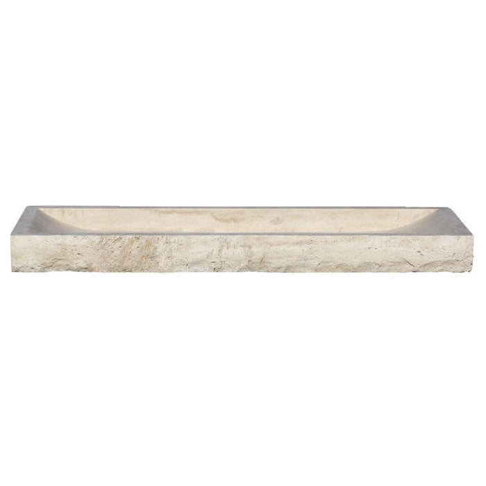 Troia Light Travertine Rectangular Above Vanity Bathroom Split-face Sink NTRSTC38