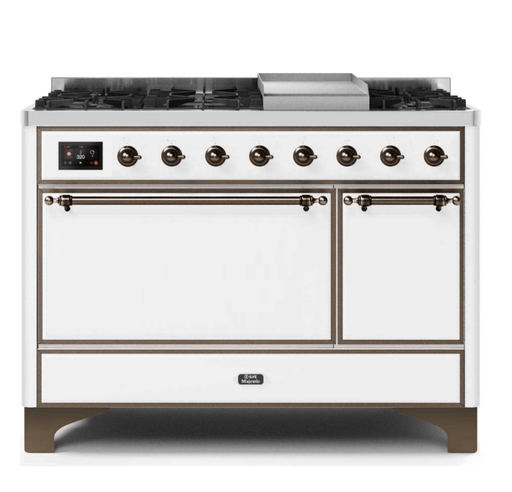 ILVE Majestic II 48" Dual Fuel Range White w/ Bronze Trim UM12FDQNS3WHB ILVE