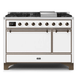 ILVE Majestic II 48" Dual Fuel Range White w/ Bronze Trim UM12FDQNS3WHB ILVE