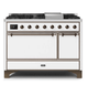 ILVE Majestic II 48" Dual Fuel Range White w/ Bronze Trim UM12FDQNS3WHB