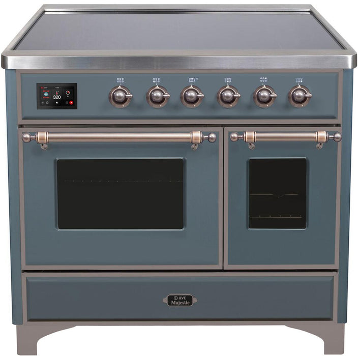 ILVE 40" Majestic II induction Range, 6 Elements, Dual Oven, Blue Grey with Bronze Trim UMDI10NS3BGB