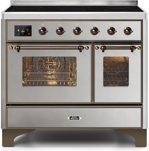 ILVE  Majestic II 40 Inch Electric Freestanding Range in Stainless Steel with Bronze Trim UMDI10NS3SSB - Farmhouse Kitchen and Bath