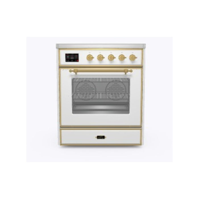 ILVE Majestic II 36" Electric Range, White, Brass Trim UMI09NS3WHG