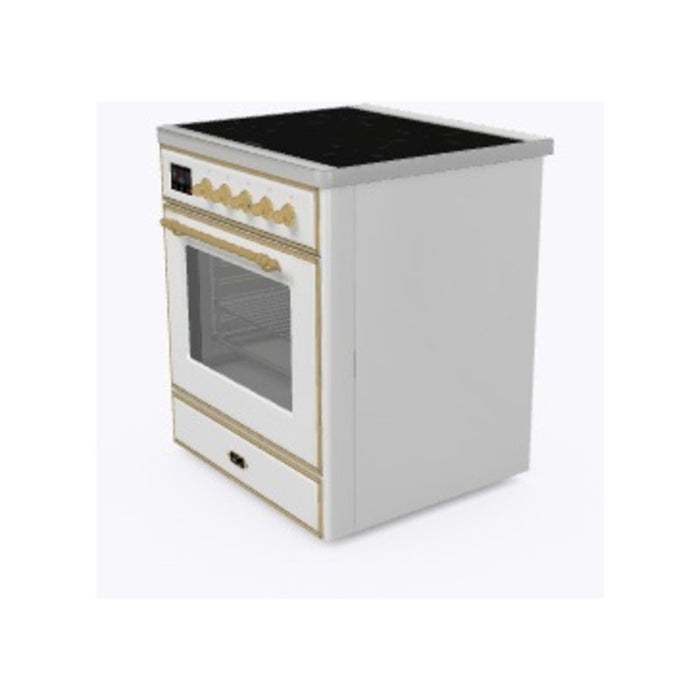 ILVE Majestic II 36" Electric Range, White, Brass Trim UMI09NS3WHG