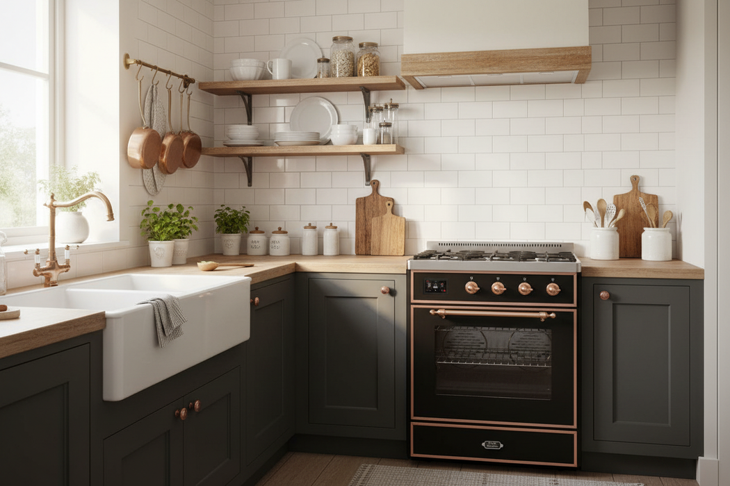ILVE Majestic II 30" Majestic II induction Range Glossy Black Copper Trim UMI30NE3BKP