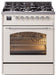 ILVE Nostalgie II 30" Dual Fuel Natural Gas Range, Antique White, Chrome Trim UP30NMPAWC ILVE