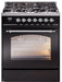 ILVE Nostalgie II 30" Dual Fuel Natural Gas Range, Glossy Black, Chrome Trim ILVE UP30NMPBKC ILVE