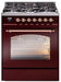 ILVE Nostalgie II 30" Dual Fuel Liquid Propane Range, Burgundy, Copper Trim UP30NMPBUPLP ILVE