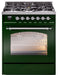 ILVE Nostalgie II 30" Dual Fuel Liquid Propane Range, Emerald Green, Chrome Trim UP30NMPEGCLP ILVE