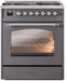 ILVE Nostalgie II 30" Dual Fuel Liquid Propane Range, Matte Graphite, Chrome Trim UP30NMPMGCLP ILVE