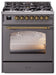 ILVE Nostalgie II 30" Dual Fuel Liquid Propane Range, Matte Graphite, Brass Trim UP30NMPMGBLP ILVE