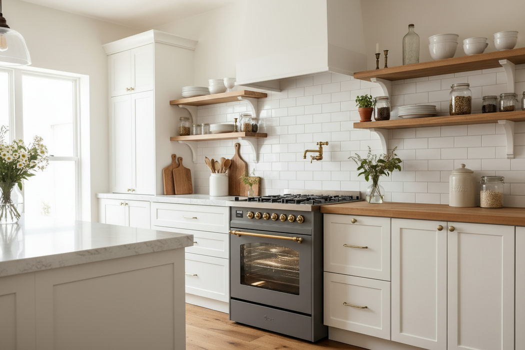 ILVE Nostalgie II 30" Dual Fuel Liquid Propane Range, Matte Graphite, Brass Trim ILVE UP30NMPMGGLP