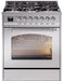 ILVE Nostalgie II 30" Dual Fuel Liquid Propane, Stainless Steel, Chrome Trim UP30NMPSSCLP ILVE