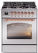 ILVE Nostalgie II 30" Dual Fuel Natural Gas Range, Stainless Steel, Copper Trim UP30NMPSSP ILVE