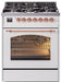 ILVE Nostalgie II 30" Dual Fuel Natural Gas Range, White, Copper Trim UP30NMPWHP ILVE