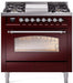 ILVE Nostalgie II 36" Dual Fuel Liquid Propane Range, Burgundy, Chrome Trim UP36FNMPBUCLP ILVE