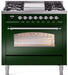 ILVE Nostalgie II 36" Dual Fuel Natural Gas Range, Emerald Green, Chrome Trim UP36FNMPEGC ILVE