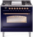 ILVE Nostalgie II 36" Dual Fuel Liquid Propane Range, Blue, Copper Trim UP36FNMPMBPLP ILVE