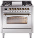 ILVE Nostalgie II 36" Dual Fuel Liquid Propane Range, Stainless Steel , Bronze Trim UP36FNMPSSBLP ILVE