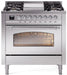 ILVE Nostalgie II 36" Dual Fuel Liquid Propane Range, Stainless Steel, Chrome Trim UP36FNMPSSCLP ILVE