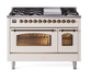 ILVE Nostalgie II 48" Dual Fuel Liquid Propane Range, Antique White, Bronze Trim UP48FNMPAWBLP ILVE