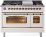 ILVE Nostalgie II 48" Dual Fuel Liquid Propane Range, Antique White, Bronze Trim UP48FNMPAWBLP ILVE