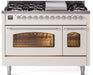 ILVE Nostalgie II 48" Dual Fuel Liquid Propane Range, Antique White, Chrome Trim UP48FNMPAWCLP ILVE