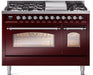 ILVE Nostalgie II 48" Dual Fuel Liquid Propane Range, Burgundy, Chrome Trim ILVE UP48FNMPBUCLP ILVE