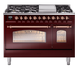 ILVE Nostalgie II 48" Dual Fuel Liquid Propane Range, Burgundy, Copper Trim ILVE UP48FNMPBUPLP ILVE