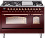 ILVE Nostalgie II 48" Dual Fuel Liquid Propane Range, Burgundy, Copper Trim ILVE UP48FNMPBUPLP ILVE