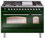 ILVE Nostalgie II 48" Dual Fuel Liquid Propane Range, Emerald Green, Chrome Trim ILVE UP48FNMPEGCLP ILVE