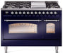 ILVE Nostalgie II 48" Dual Fuel Liquid Propane Range, Blue, Chrome Trim UP48FNMPMBCLP ILVE