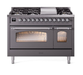 ILVE Nostalgie II 48" Dual Fuel Liquid Propane Range, Matte Graphite, Chrome Trim UP48FNMPMGCLP ILVE