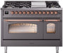 ILVE Nostalgie II 48" Dual Fuel Liquid Propane Range, Matte Graphite, Copper Trim ILVE UP48FNMPMGPLP ILVE