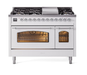 ILVE Nostalgie II 48" Dual Fuel Liquid Propane Range, White, Chrome Trim UP48FNMPWHCLP ILVE