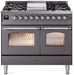 ILVE Nostalgie II 40" Dual Fuel Liquid Propane Range, Matte Graphite, Chrome Trim UPD40FNMPMGCLP ILVE