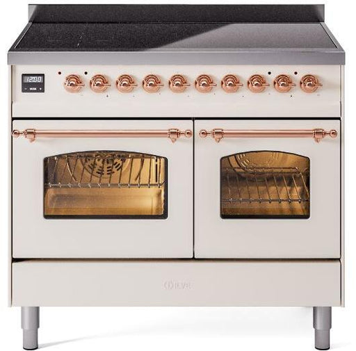 ILVE Nostalgie II 40" Electric Range, Antique White, Copper Trim UPDI406NMPAWP ILVE