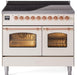 ILVE Nostalgie II 40" Electric Range, Antique White, Copper Trim UPDI406NMPAWP ILVE