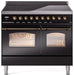 ILVE Nostalgie II 40" Electric Range, Glossy Black, Bronze Trim UPDI406NMPBKB ILVE