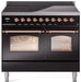 ILVE Nostalgie II 40" Electric Range, Glossy Black, Copper Trim UPDI406NMPBKP ILVE